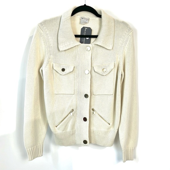 Worth Pearl Snap-Front Collared Cardigan - Picture 1 of 8